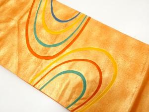 引箔　線描き模様　刺繍　名古屋帯